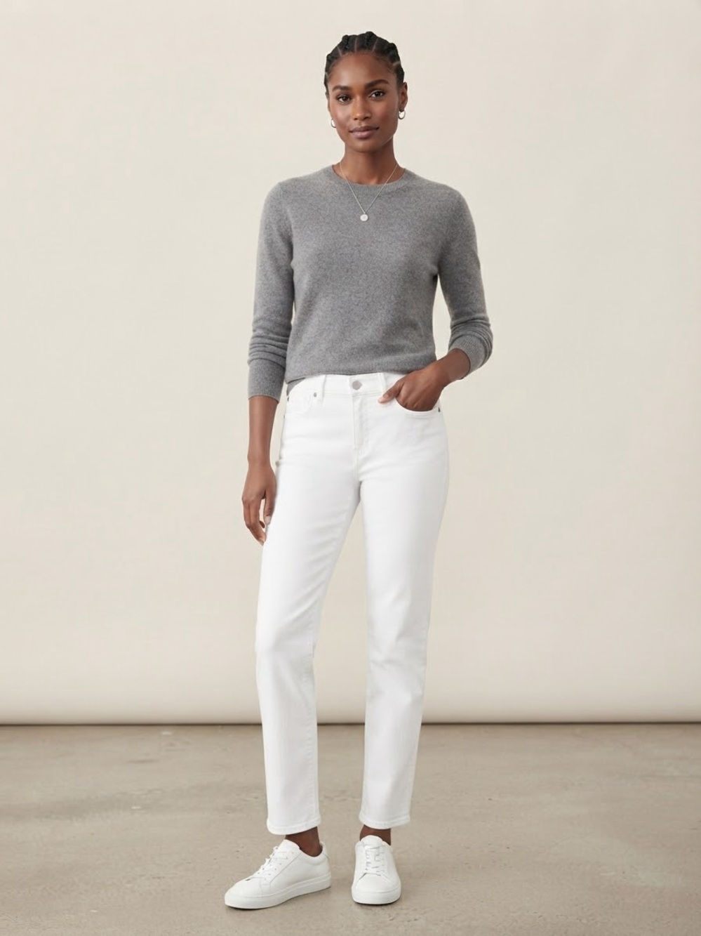 Eileen Fisher White Straight-Leg Jeans
